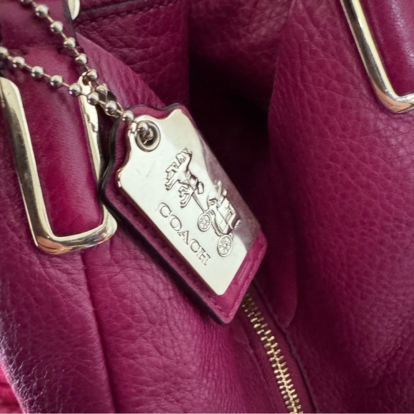 Coach Leather Madison Phoebe Medium Shoulder Bag - Pink - Magenta - Picture 6 of 11